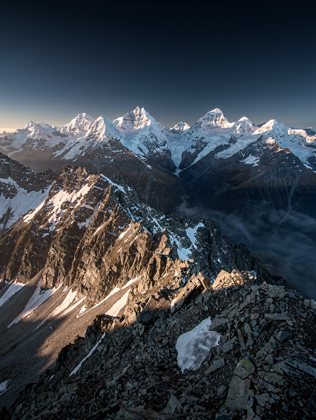 Snow-capped mountain peak in the Southern Alps of New Zealand